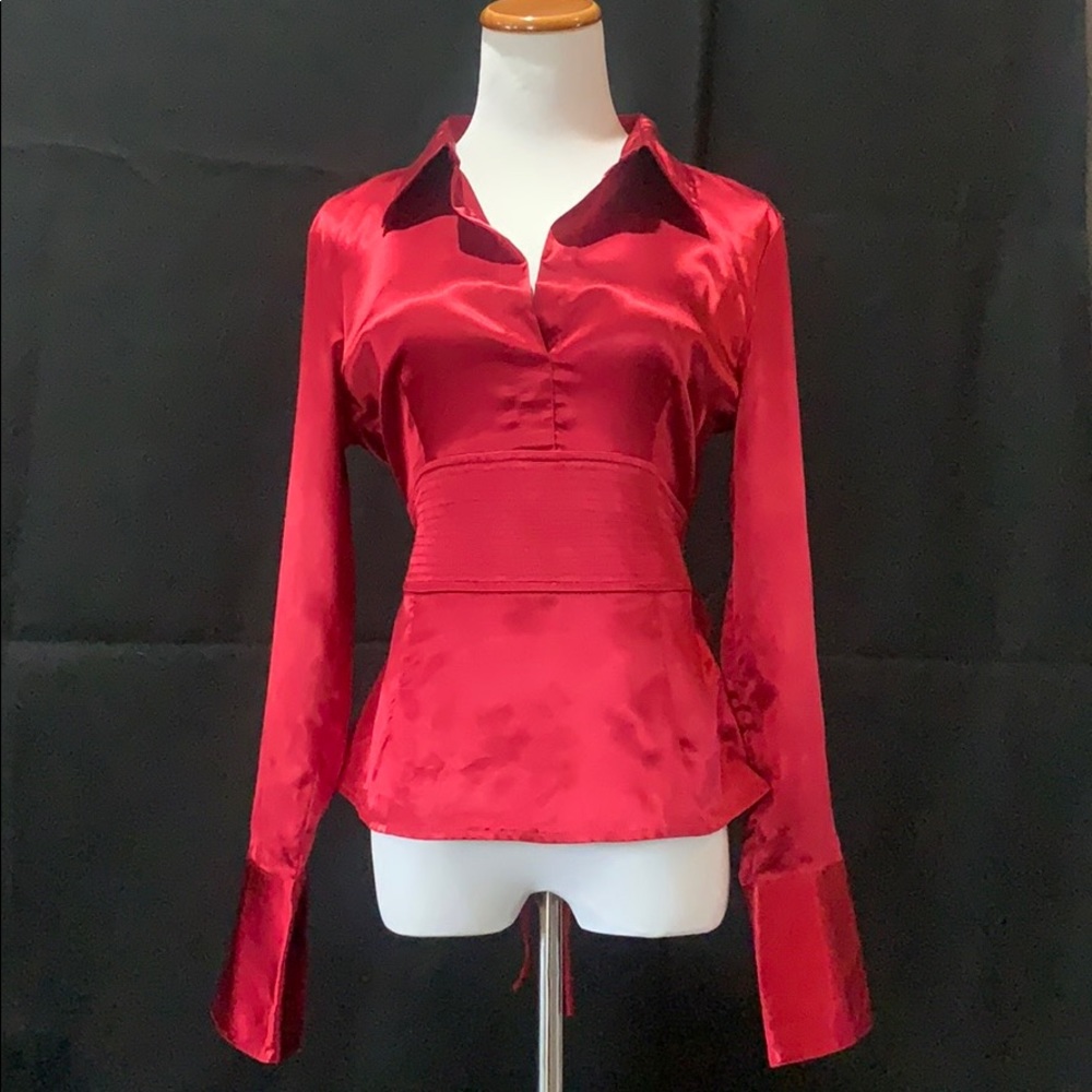Women’s Red Large Long Sleeve Blouse by A. Byer